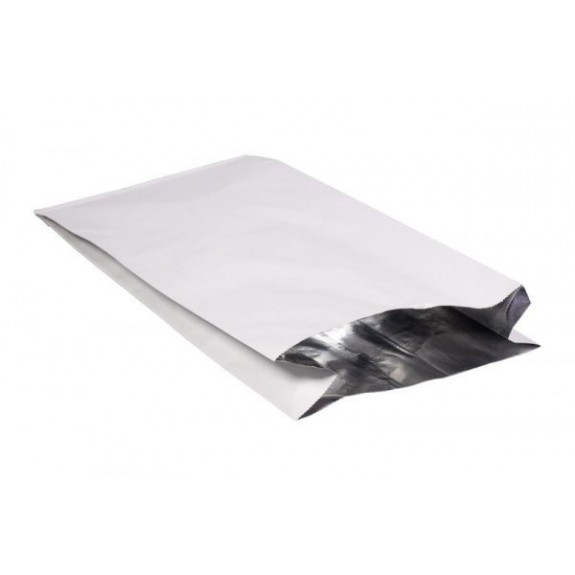 Torba papierowa fałdowa biała powlekana aluminium 330x180x65 A1000