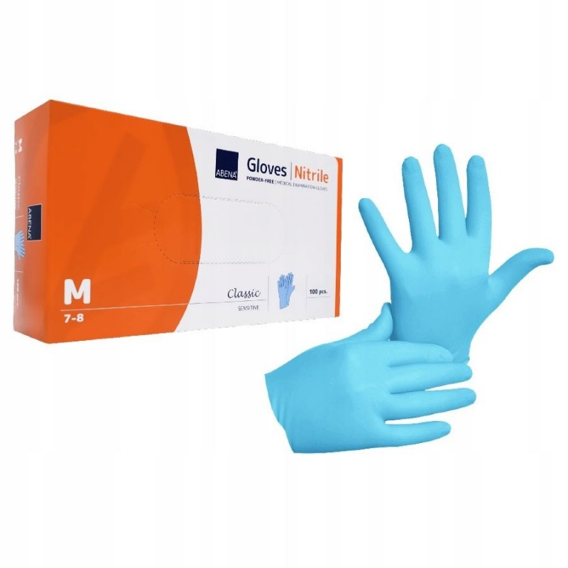 Rękawiczki nitrylowe bezpudrowe niebieskie M - 100 sztuk