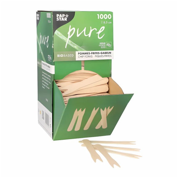 Drewniany widelczyk do frytek "pure" 8,5cm - 1000 sztuk