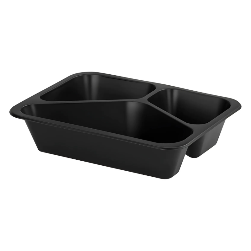 Pojemnik do zgrzewu 3-dzielny 227x178x50 czarny 80 sztuk | MIKFOL