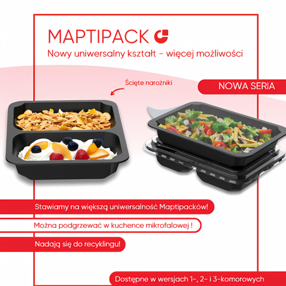 Pojemnik do zgrzewu 3-dzielny 227x178x50 czarny 80 sztuk | MIKFOL